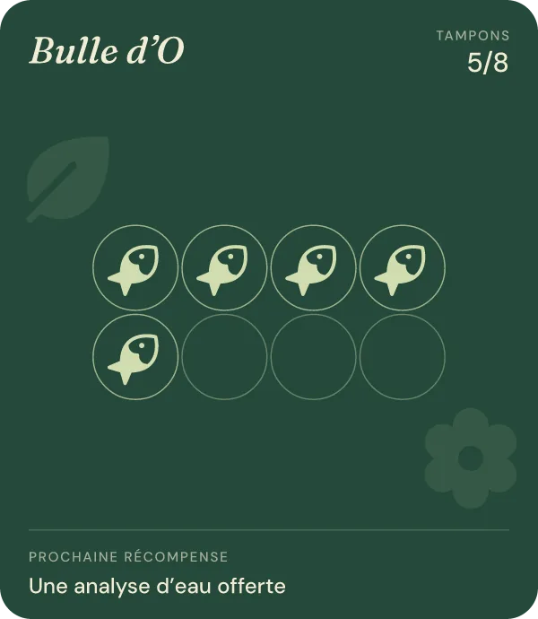 La même carte après le scan : 5 tampons sur 8