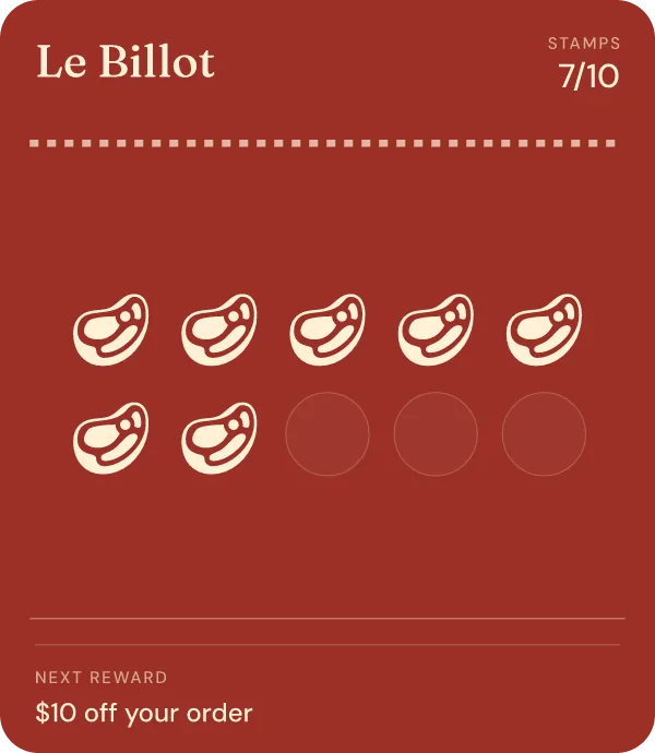 The same card after the scan: 7 of 10 stamps