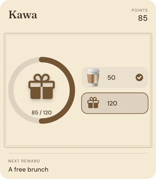 Kawa loyalty card with points, in Apple Wallet
