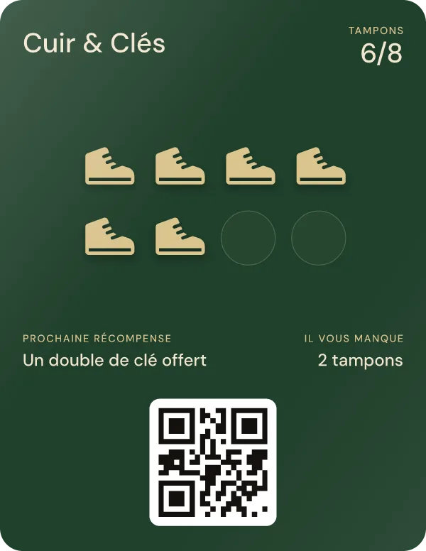 La même carte après le scan : 6 tampons sur 8