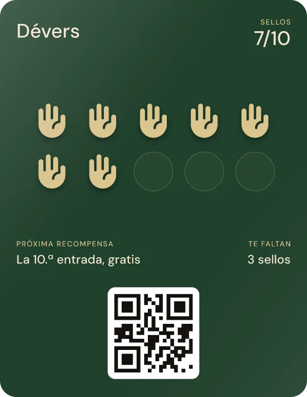 La misma tarjeta tras el escaneo: 7 de 10 sellos
