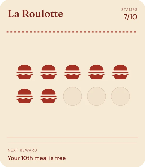 The same card after the scan: 7 of 10 stamps