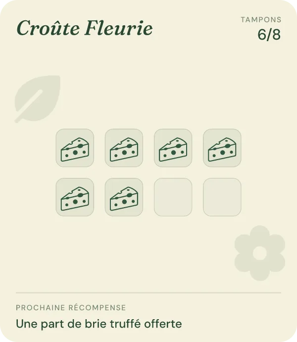 La même carte après le scan : 6 tampons sur 8