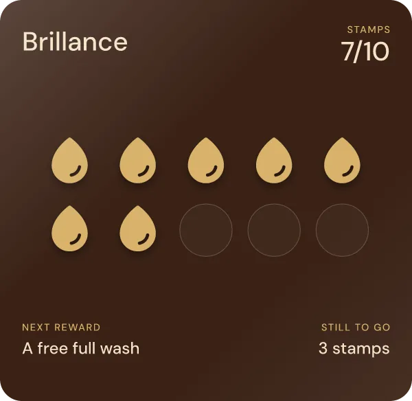 The same card after the scan: 7 of 10 stamps