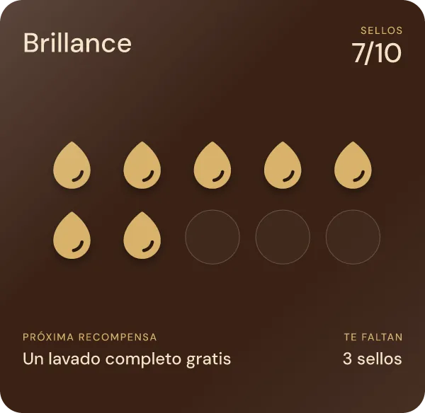 La misma tarjeta tras el escaneo: 7 de 10 sellos