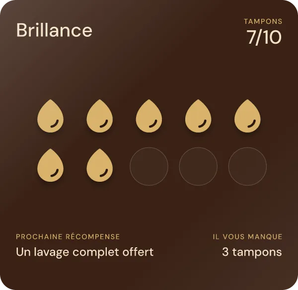 La même carte après le scan : 7 tampons sur 10