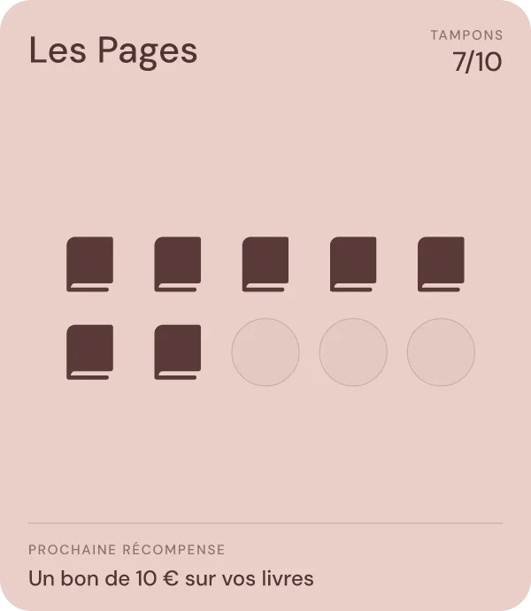 La même carte après le scan : 7 tampons sur 10