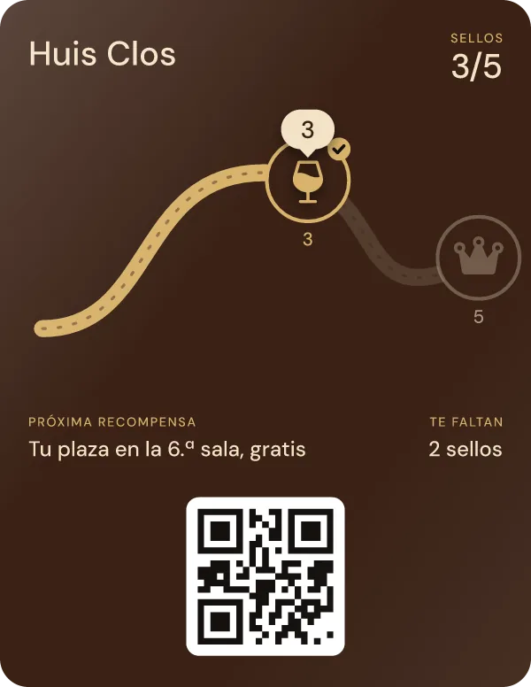 La misma tarjeta tras el escaneo: 3 de 5 sellos