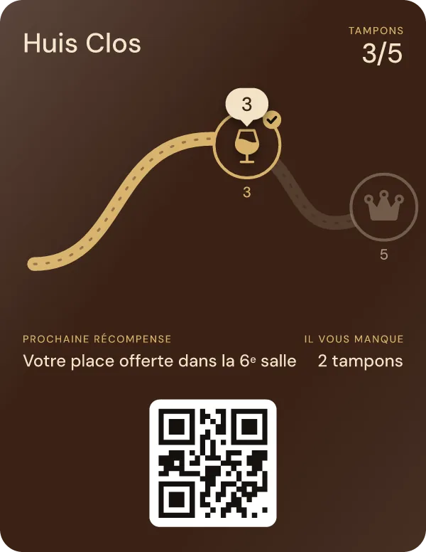 La même carte après le scan : 3 tampons sur 5