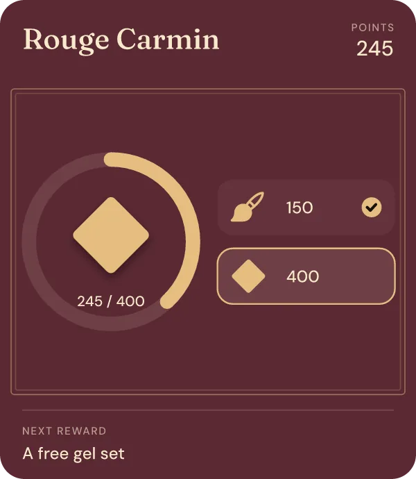 Rouge Carmin loyalty card with points, in Apple Wallet