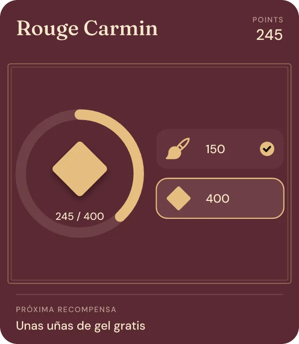 Tarjeta de fidelidad de Rouge Carmin, con puntos, en Apple Wallet