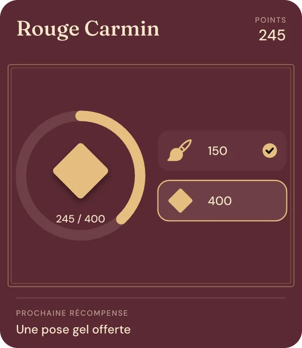 Carte de fidélité de Rouge Carmin, en points, dans Apple Wallet