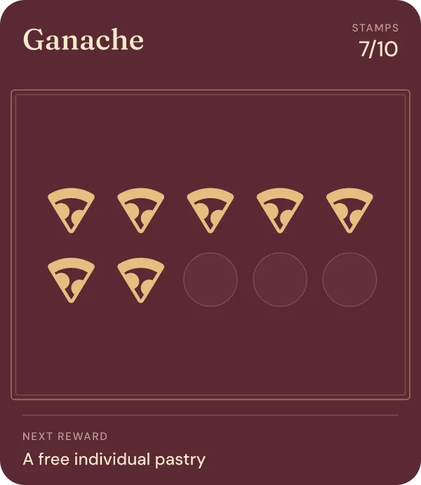 The same card after the scan: 7 of 10 stamps