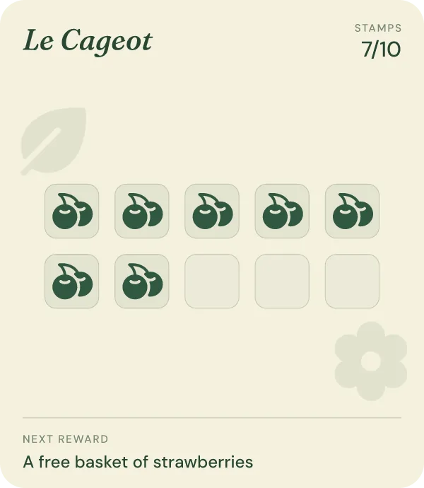 The same card after the scan: 7 of 10 stamps