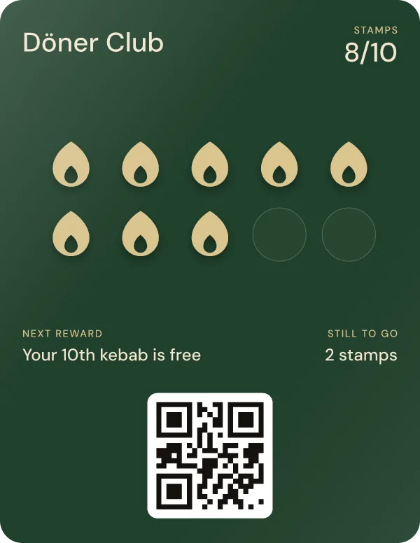 The same card after the scan: 8 of 10 stamps