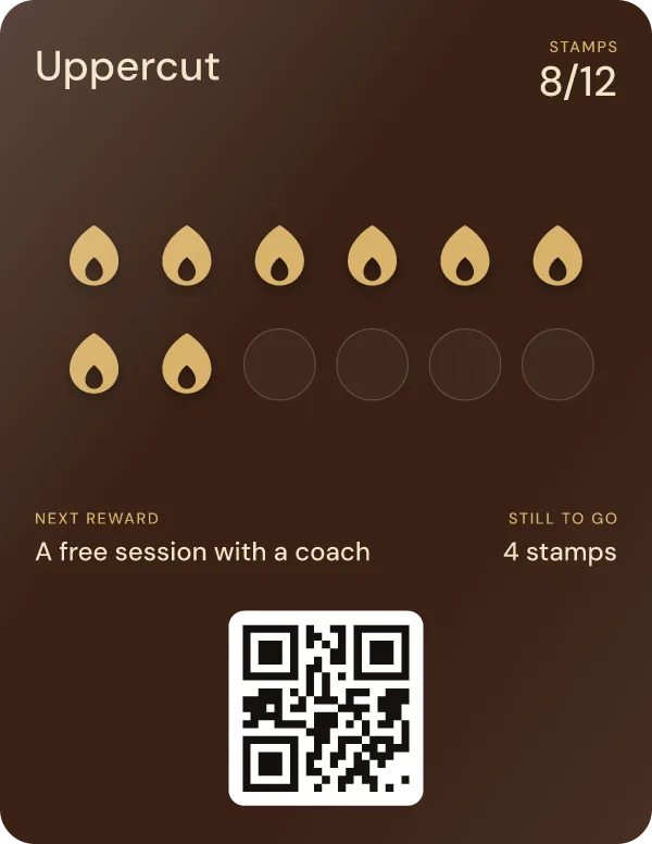 The same card after the scan: 8 of 12 stamps