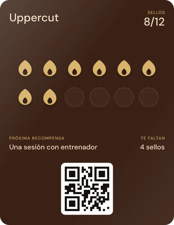 La misma tarjeta tras el escaneo: 8 de 12 sellos