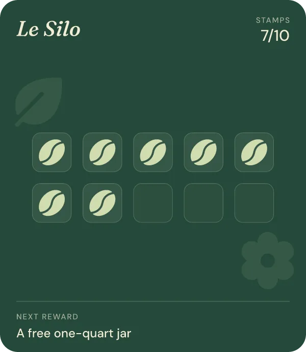 The same card after the scan: 7 of 10 stamps